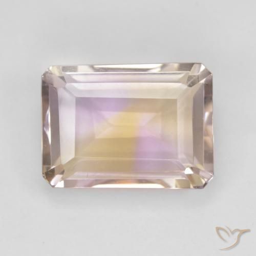 6.56ct Натуральный Двуцветный Аметрин, Изумрудная огранка, Чистота VVS