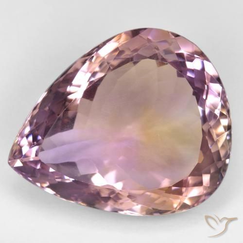 32.02ct Натуральный Двуцветный Аметрин, Форма груши, Чистота VS