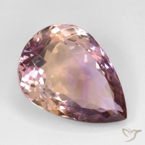 18.47ct Натуральный Двуцветный Аметрин, Форма груши, Чистота VS