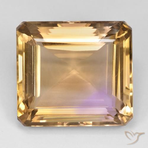 27.34ct Натуральный Двуцветный Аметрин, Изумрудная огранка, Чистота VS