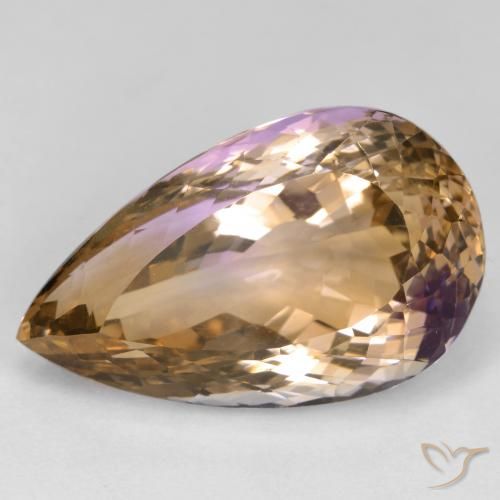 27.14ct Натуральный Двуцветный Аметрин, Форма груши, VVS-VS