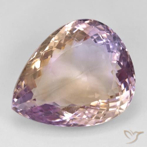 37.10ct Натуральный Двуцветный Аметрин, Форма груши, Чистота VS