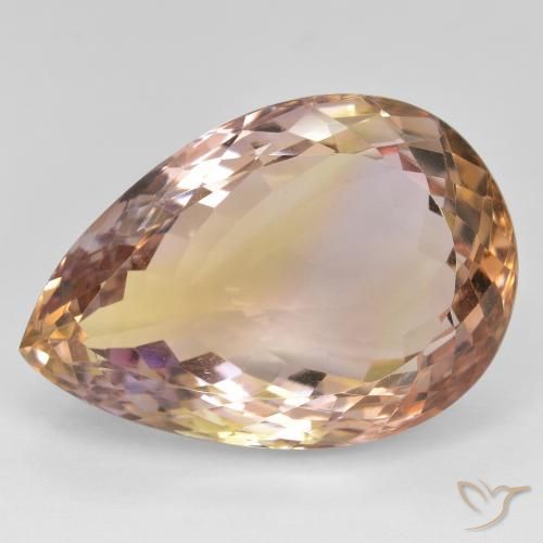 28.98ct Натуральный Двуцветный Аметрин, Форма груши, VVS-VS