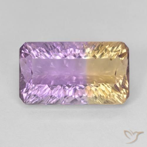 6.56ct Натуральный Двуцветный Аметрин, Изумрудная огранка, VVS-VS