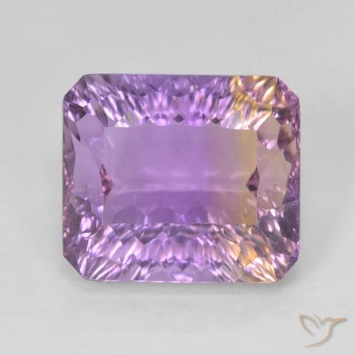 9.15ct Натуральный Двуцветный Аметрин, Изумрудная огранка, VVS-VS