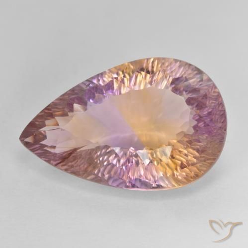 16.13ct Натуральный Двуцветный Аметрин, Форма груши, Чистота VVS