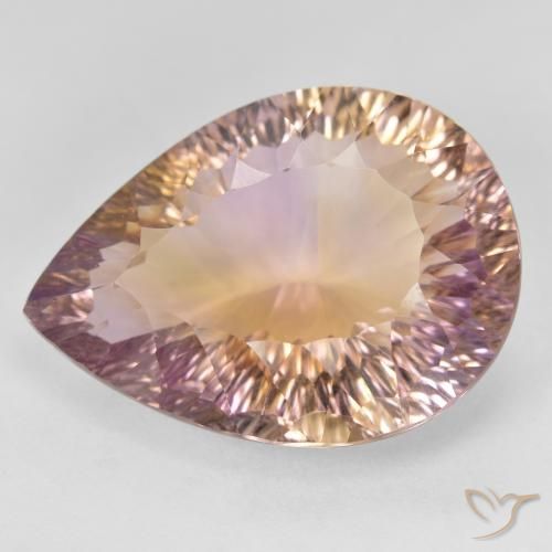 19.08ct Натуральный Двуцветный Аметрин, Форма груши, Чистота VVS