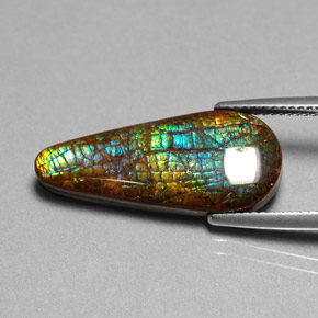 8.53 карата, натуральный Многоцветный Аммолит, Форма груши, Непрозрачный