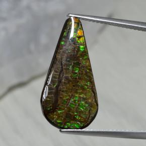 Натуральный многоцветный аммолит 7,94 карата форма груши, непрозрачный