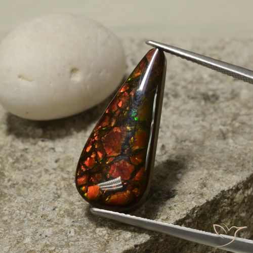10.43ct Натуральный Многоцветный Аммолит, Форма груши, Непрозрачный