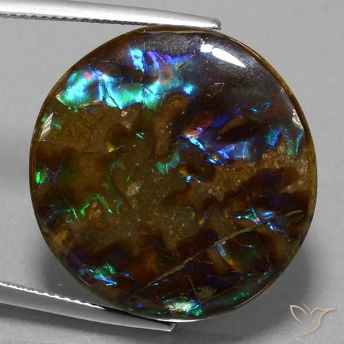 27.20ct Натуральный Многоцветный Аммолит, Круглый, Непрозрачный