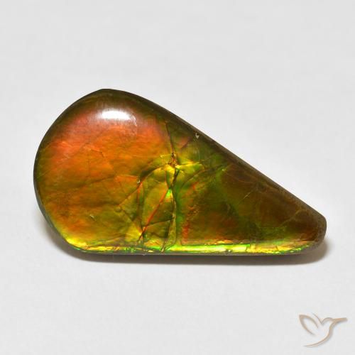 16.88ct Натуральный Многоцветный Аммолит, Форма груши, Непрозрачный