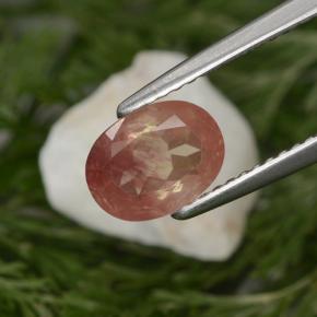 1.29 карата, натуральный Медово-красный Андезин-Лабрадорит, Огранка Овал, VVS-VS