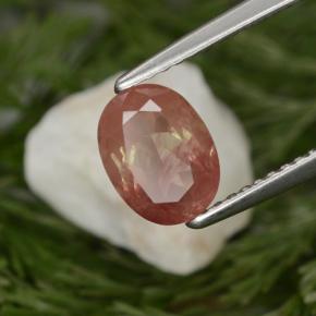 1.29 карата, натуральный Медово-красный Андезин-Лабрадорит, Огранка Овал, VVS-VS