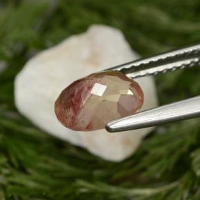 1.29 карата, натуральный Медово-красный Андезин-Лабрадорит, Огранка Овал, VVS-VS