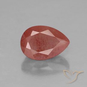 2.02ct Натуральный Кроваво красный Андезин-Лабрадорит, Форма груши, Полупрозрачный