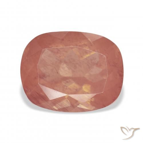 6.47ct Натуральный Бледно-красновато-оранжевый Андезин-Лабрадорит, Подушка, Прозрачный