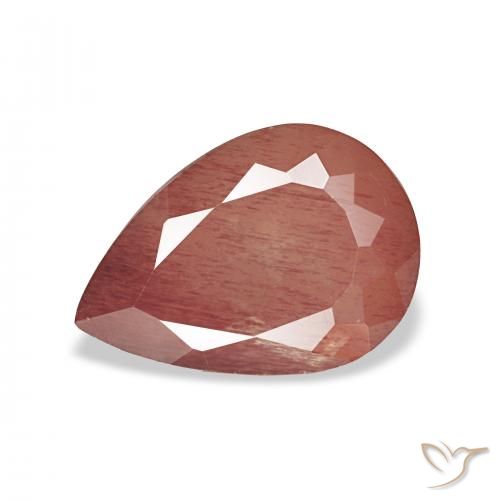 3.04ct Средний красный Андезин-Лабрадорит, Форма груши, Прозрачный