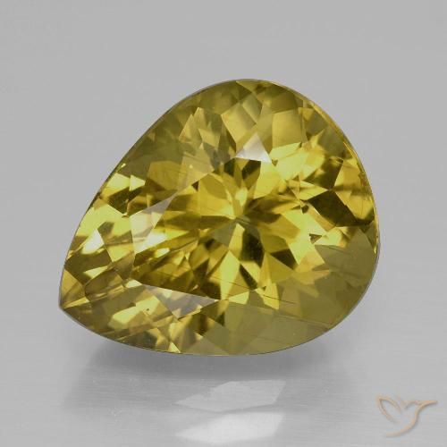 7.15ct Натуральный Темно-желтый Апатиты, Форма груши, Чистота VS