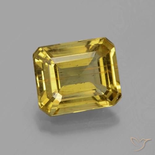 4.46ct Натуральный Золотой Апатиты, Изумрудная огранка, Чистота VS