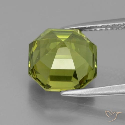 5.95 карата, натуральный Оливковый Зеленый Апатиты, Октагон / Изумрудная Огранка, Чистота VS
