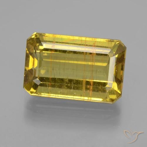 8.59ct Натуральный Осенний желтый Апатиты, Изумрудная огранка, Чистота VS