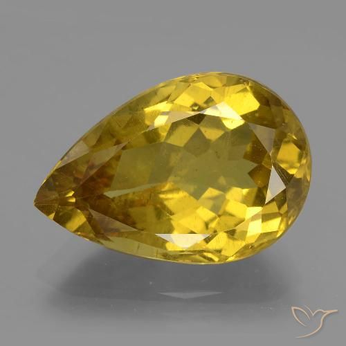 11.87ct Натуральный Желтоватое золото Апатиты, Форма груши, Чистота VS