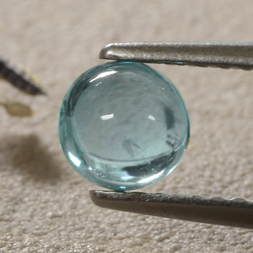 0.86 карата, натуральный Средний сине-зеленый Апатиты, Огранка Круг, Прозрачный