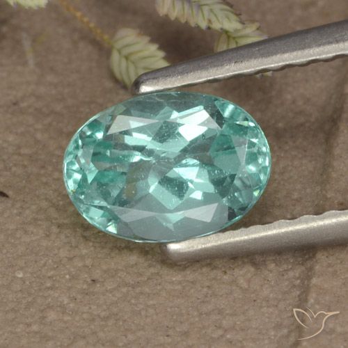 0.93ct Натуральный Интенсивный сине-зеленый Апатиты, Овал, Чистота VS