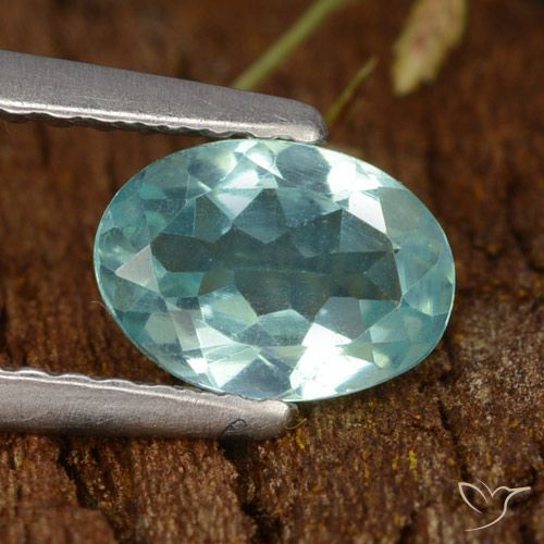 0.77ct Натуральный Средний сине-зеленый Апатиты, Овал, Чистота VS