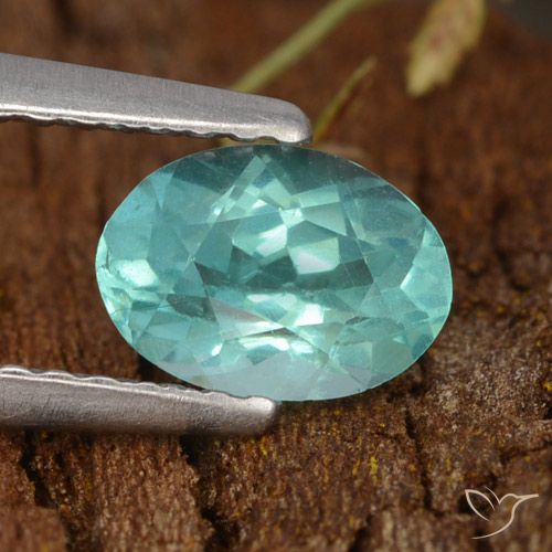 0.72ct Натуральный Интенсивный сине-зеленый Апатиты, Овал, Чистота VS