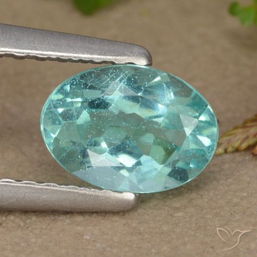 0.92ct Натуральный Светло-сине-зеленый Апатиты, Овал, Чистота VS