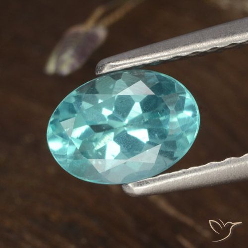 0.84ct Натуральный Ярко-синий зеленый Апатиты, Овал, Чистота VS
