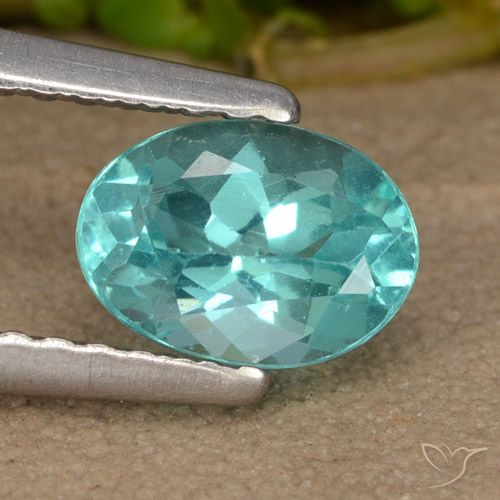 0.87ct Натуральный Ярко-синий зеленый Апатиты, Овал, Чистота VS