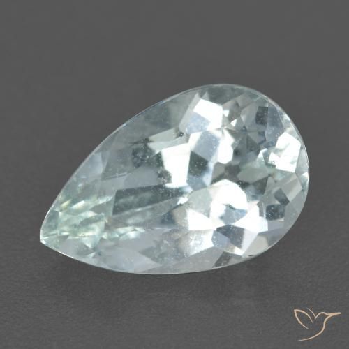 2.36ct Натуральный Светло-сине-зеленый Аквамарин, Форма груши, Чистота VS