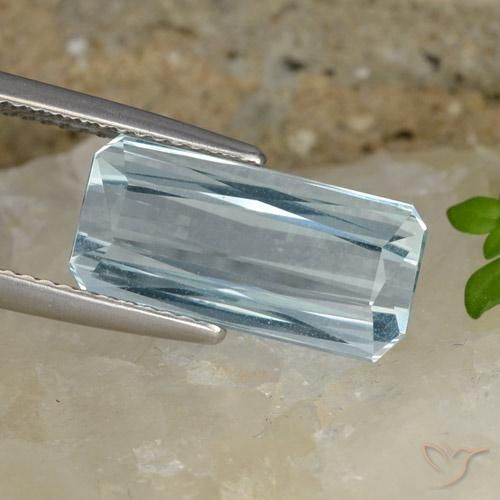 7.00ct Натуральный Светло-синий Аквамарин, Изумрудная огранка, Чистота VVS