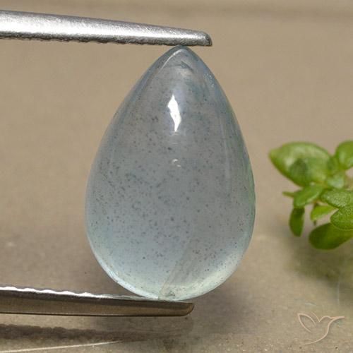 3.39ct Натуральный Светло-сине-зеленый Аквамарин, Форма груши, Полупрозрачный