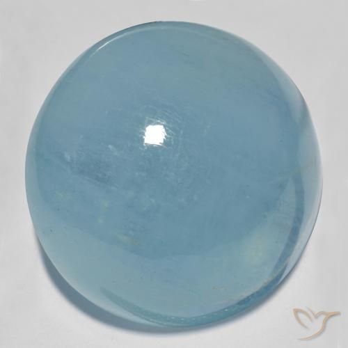 31.66ct Натуральный Светло-сине-зеленый Аквамарин, Круглый, Прозрачный