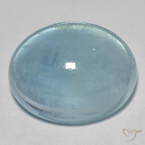 31.95ct Натуральный Светло-сине-зеленый Аквамарин, Овал, Прозрачный