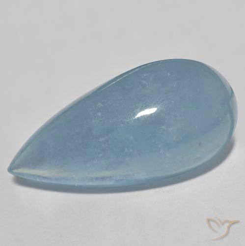 34.90ct Натуральный Светло-голубой Аквамарин, Форма груши, Полупрозрачный