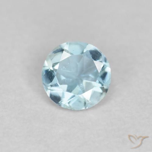 0.18ct Натуральный Небесно Голубой Аквамарин, Круглый, VVS-VS