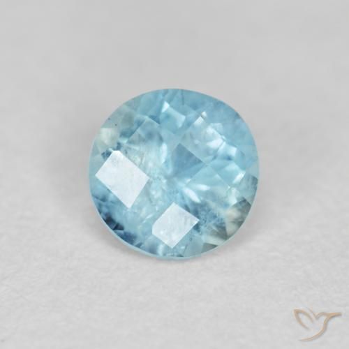0.34ct Натуральный Средний синий Аквамарин, Круглый, VS-SI