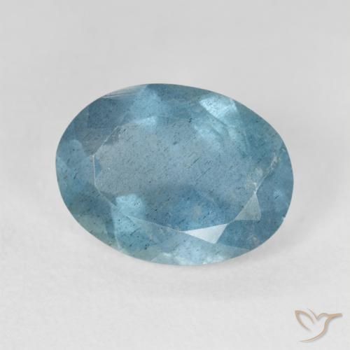 4.03ct Натуральный Светло-зеленовато-синий Аквамарин, Овал, VS-SI