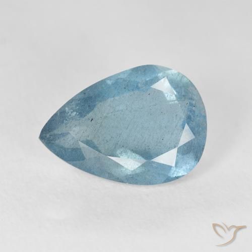 3.48ct Натуральный Светло-зеленовато-синий Аквамарин, Форма груши, VS-SI