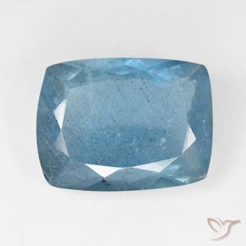 14.22ct Натуральный Интенсивный серебристый аква-синий Аквамарин, Подушка, VS-SI, Photo A