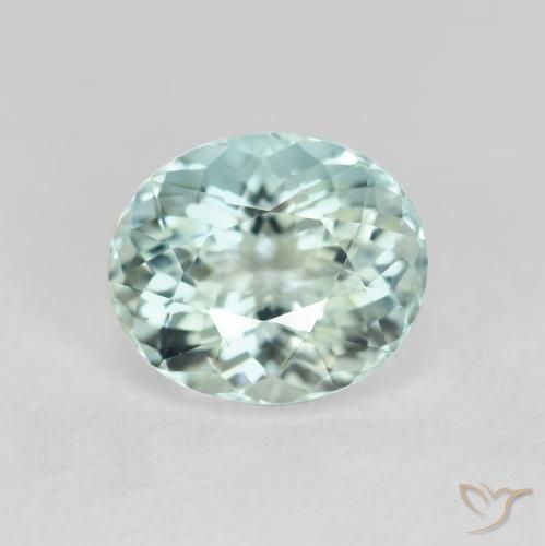 2.03ct Натуральный Очень светло-голубой зеленый Аквамарин, Овал, VVS-VS
