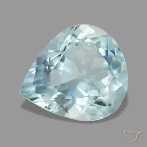 Натуральный синий аквамарин 1,92 карата форма груши, чистота VS