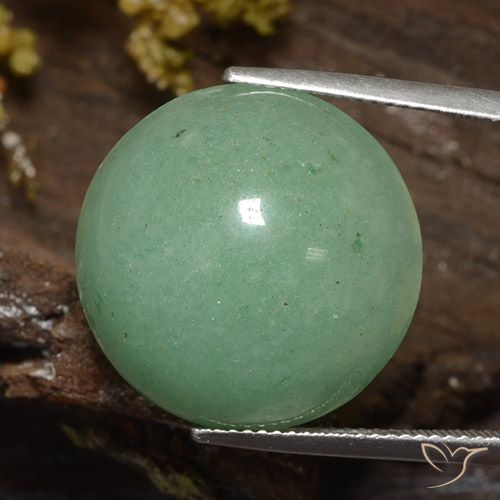 24.39ct Натуральный Бледно-зеленый мох Авантюрин, Круглый, Полупрозрачный