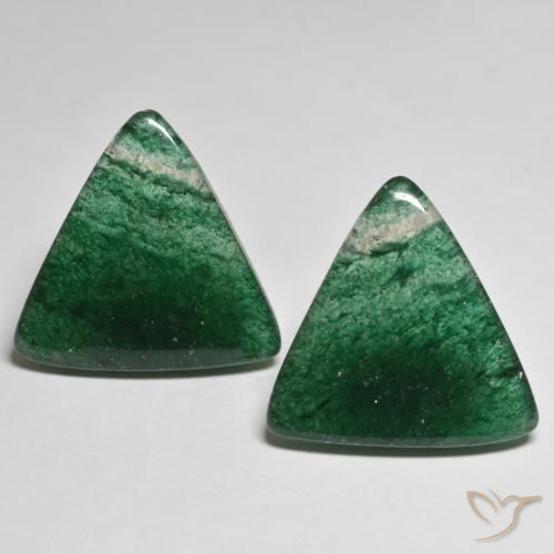 23.02 карата, натуральный Темно-зеленый Авантюрин, Триллион, Полупрозрачный