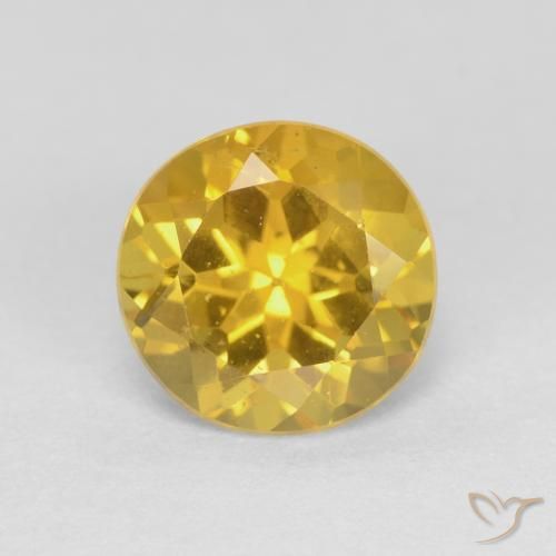 1.41ct Натуральный Темно-желтый Берилл, Круглый, Чистота VS